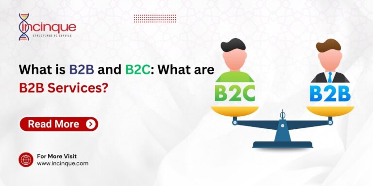 An illustration featuring a balance scale weighing B2C and B2B models, representing the comparison between business-to-consumer and business-to-business services.
