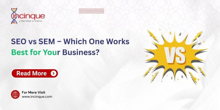 A vibrant graphic featuring a "VS" burst icon that highlights the comparison between SEO and SEM strategies for business growth.