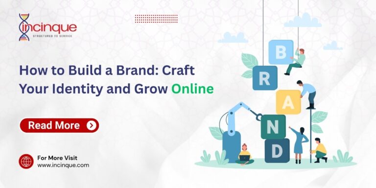 An illustration of a team working together to stack large blocks that spell "BRAND," representing the collaborative effort of building a strong brand identity.