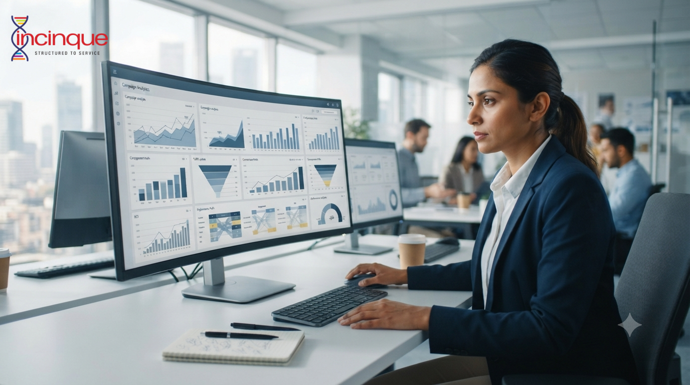 Performance marketing campaign analytics and conversion tracking dashboard